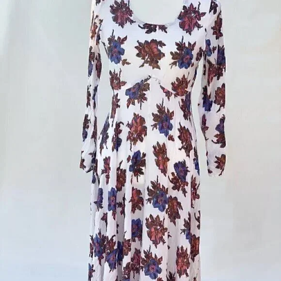 RARE First Kiss Maxi Dress Similar to Free People Floral Midi Dress Small - Picture 5 of 12